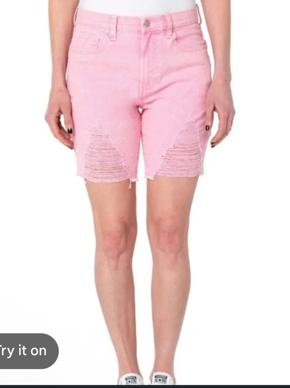 Celebrity Pink Light Pink Distressed High-Rise Denim Shorts